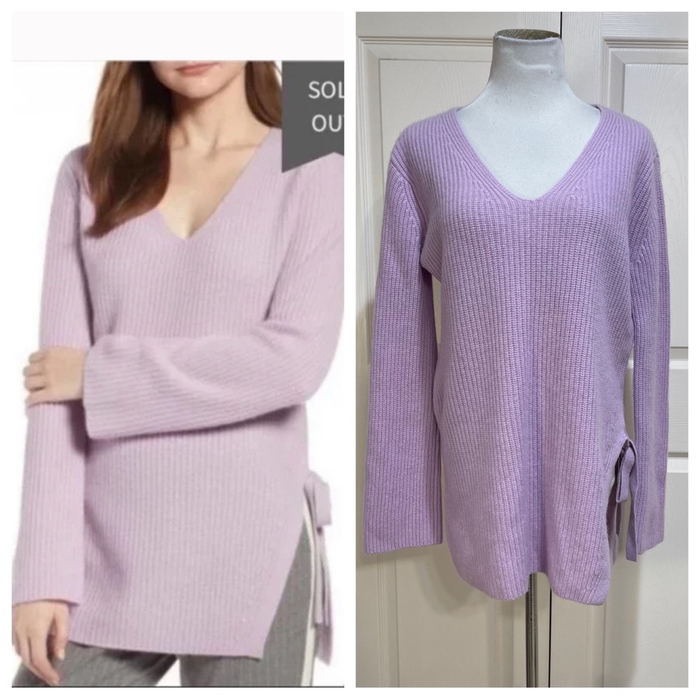 Cashmere! Halogen Cashmere Side Tie V-neck Sweater